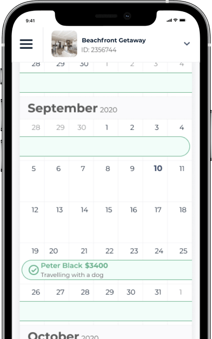 VacayMyWay mobile app view of calendar dashboard